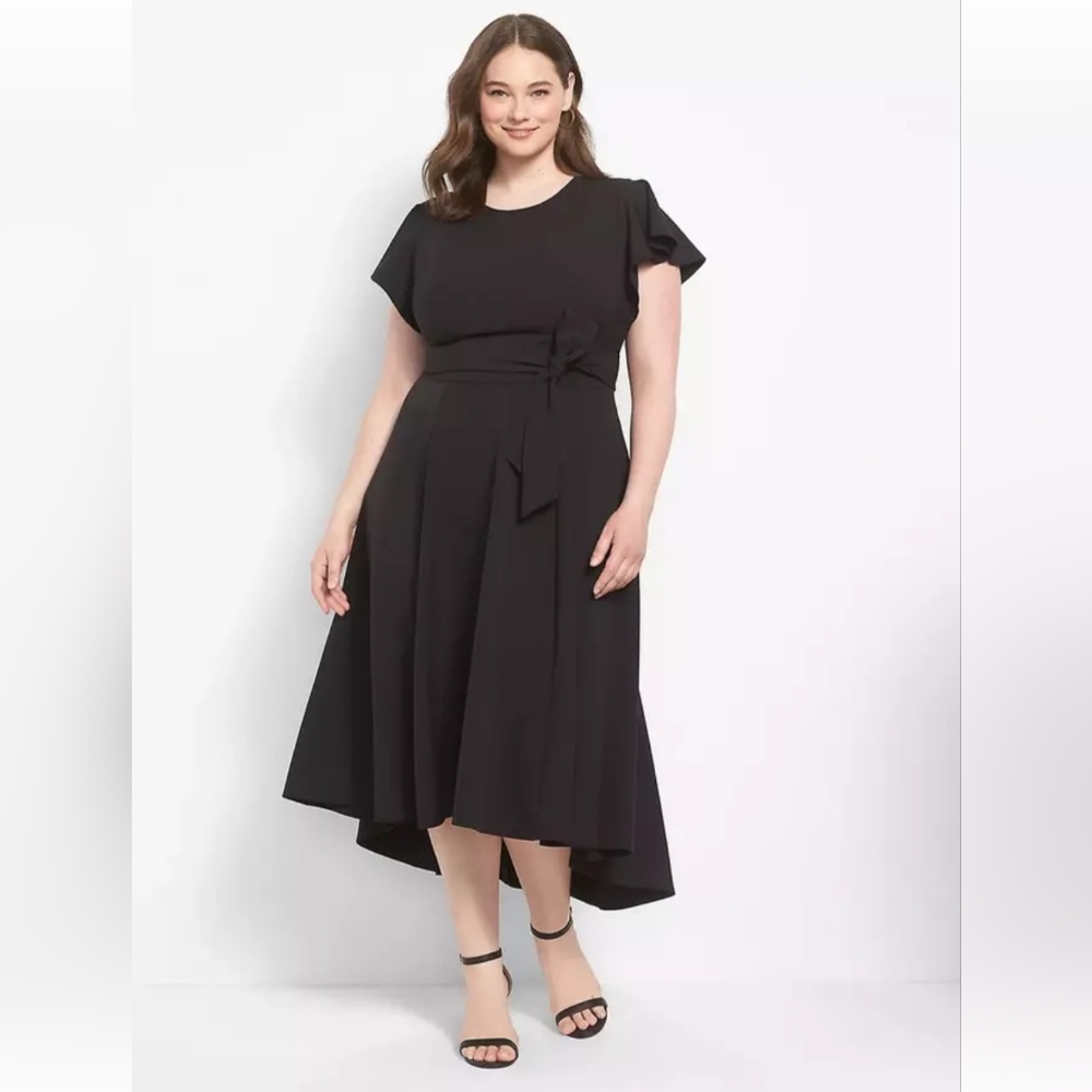 Lane Bryant Black Lena High Low Midi Dress.
